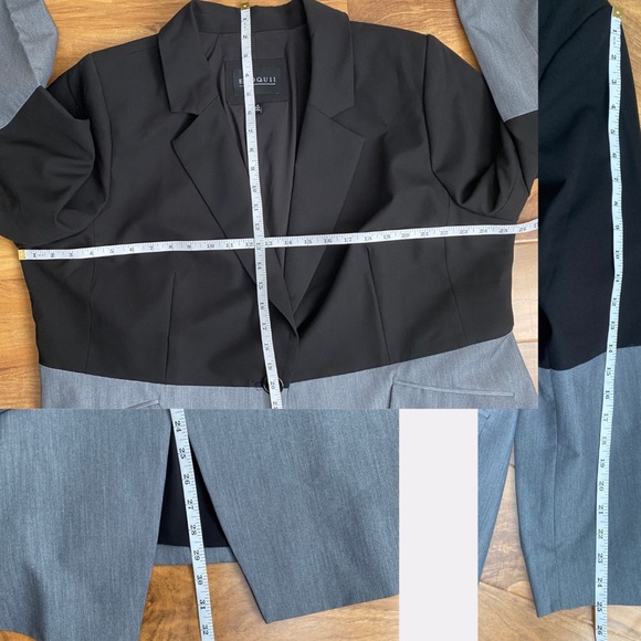 Eloquii Two Tone Colorblock Black Gray Suit Jacket Blazer Modern Plus Size 22 - Picture 9 of 9